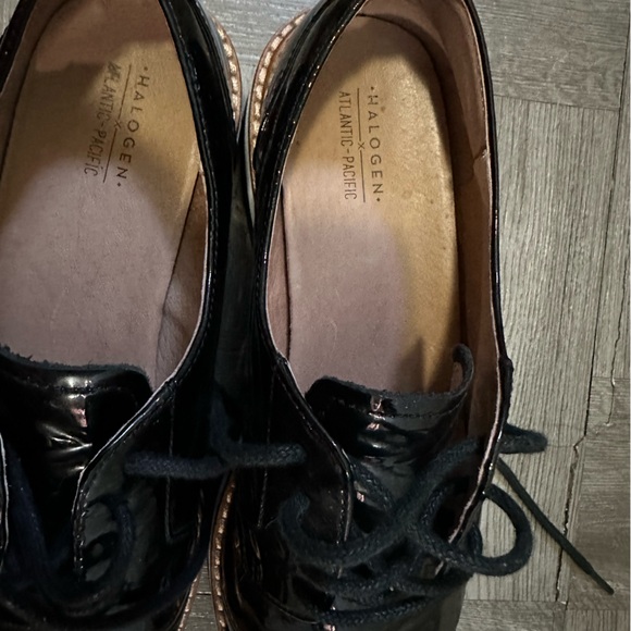 Halogen x Atlantic Pacific Black Patent Platform Oxford 7.5 pre-owned - Picture 5 of 14